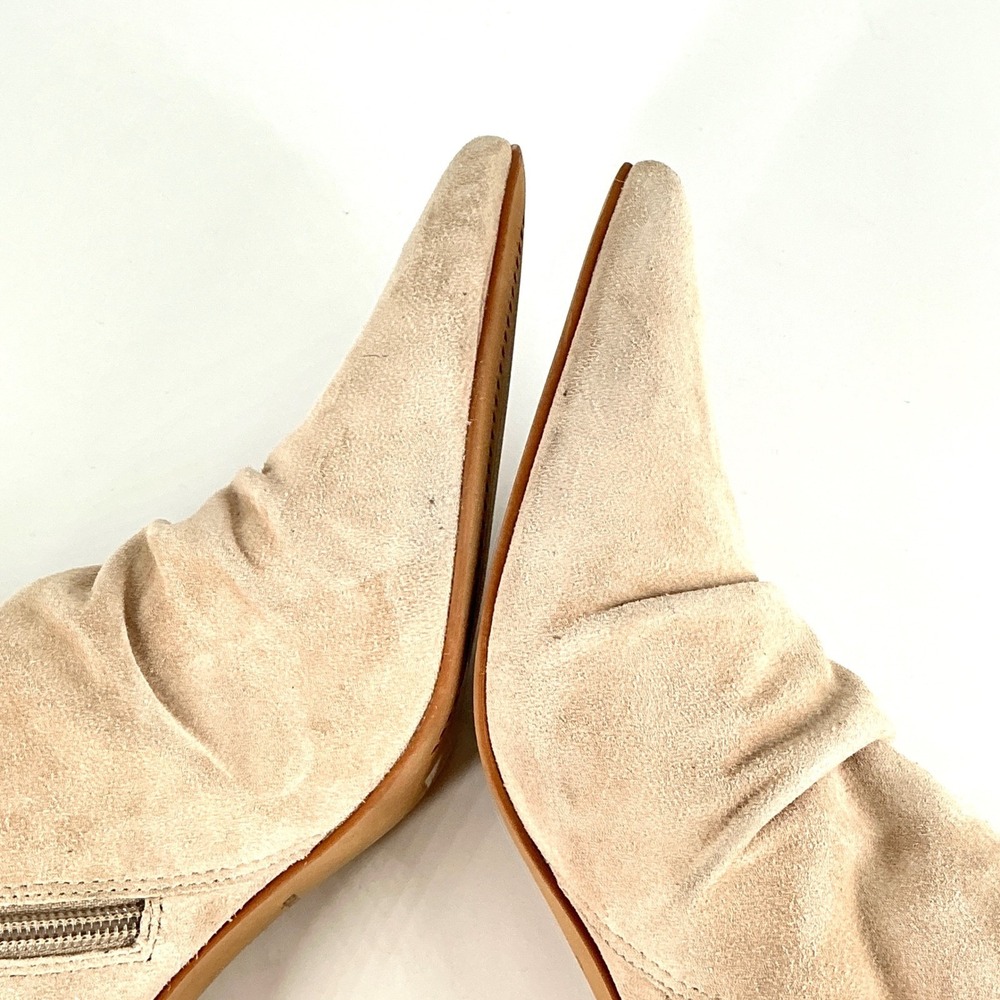 Dolce Vita Size 6.5 Suede Ruched Pointed Toe Stiletto Heel Boots Beige Fernly - Picture 13 of 16